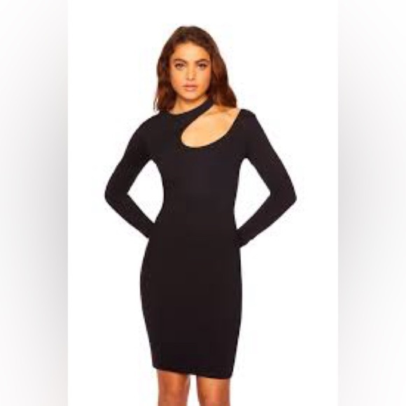Susana Monaco extreme Cut Out Long Sleeve Dress in Black sold on revolve midi - Picture 1 of 13